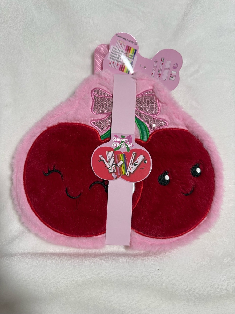 Cherry Plush Stationery Activity Set - Pink & Red